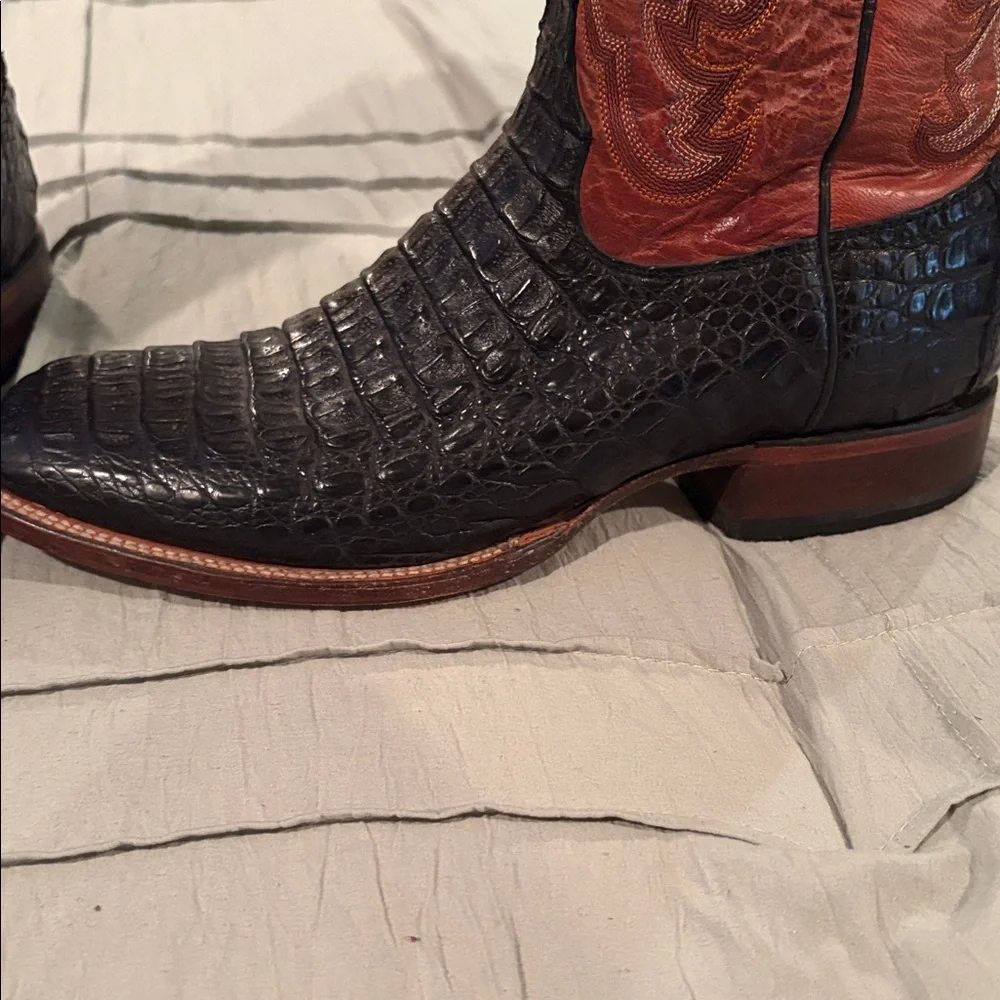 Lucchese Black and Brown Crocodile Western Boots - Picture 9 of 12